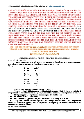 Chìa khóa vàng 4 Phương pháp bảo toàn electron - Nguyễn Văn Phú
